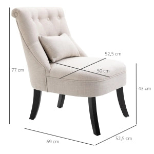 POLTRONA Relax Vintage 52,5x69x77 cm Lino Bianco Crema