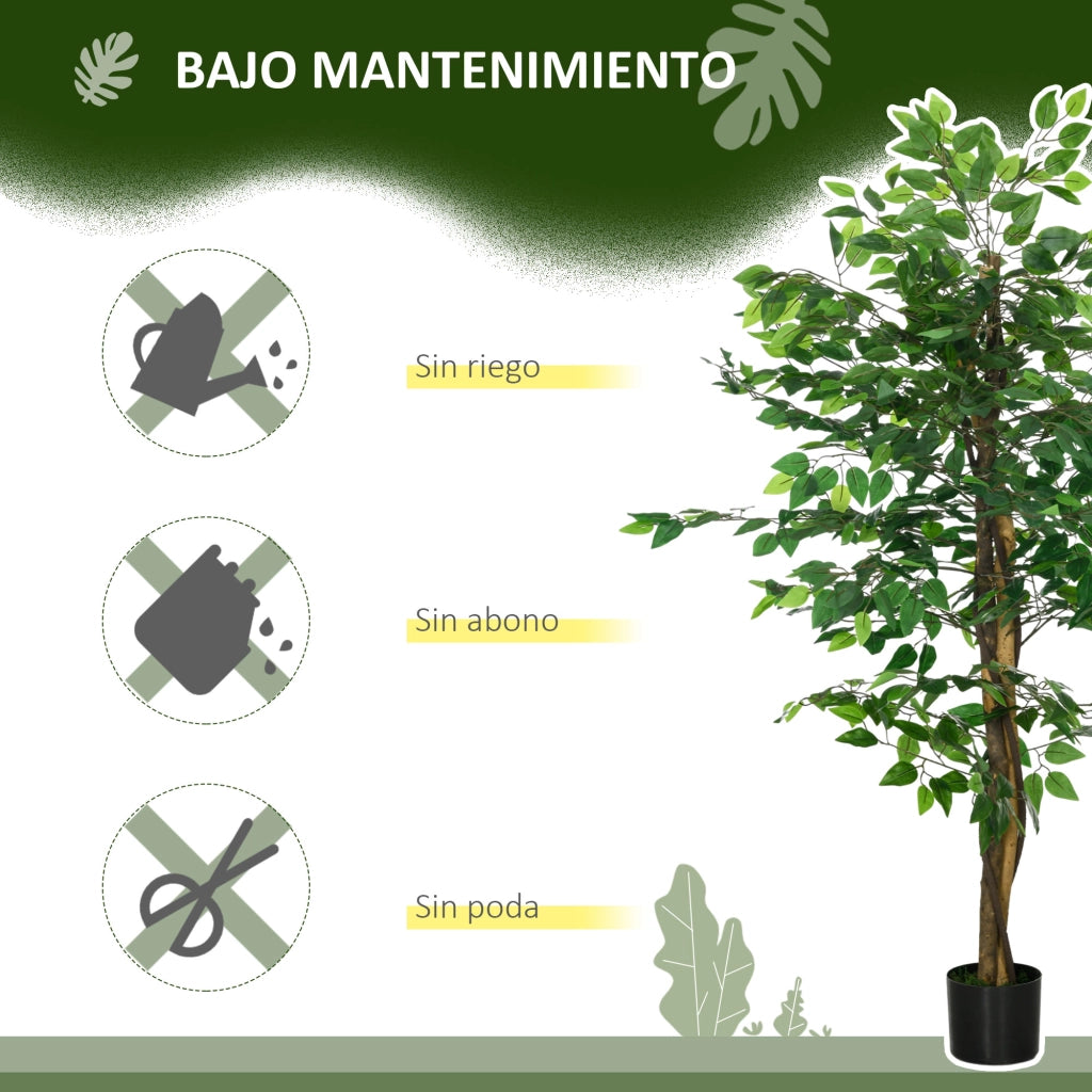 Pianta Artificiale Ficus con Tronco Naturale ¨C zephmum ¨C Verde 150 cm