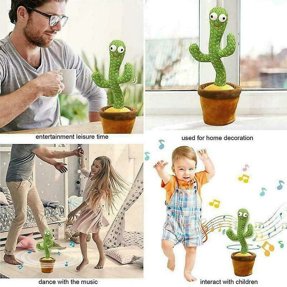 Trade Shop - Cactus Ballerino Giocattolo Pupazzo Peluche Parlante Canta Balla Luci E Suoni -