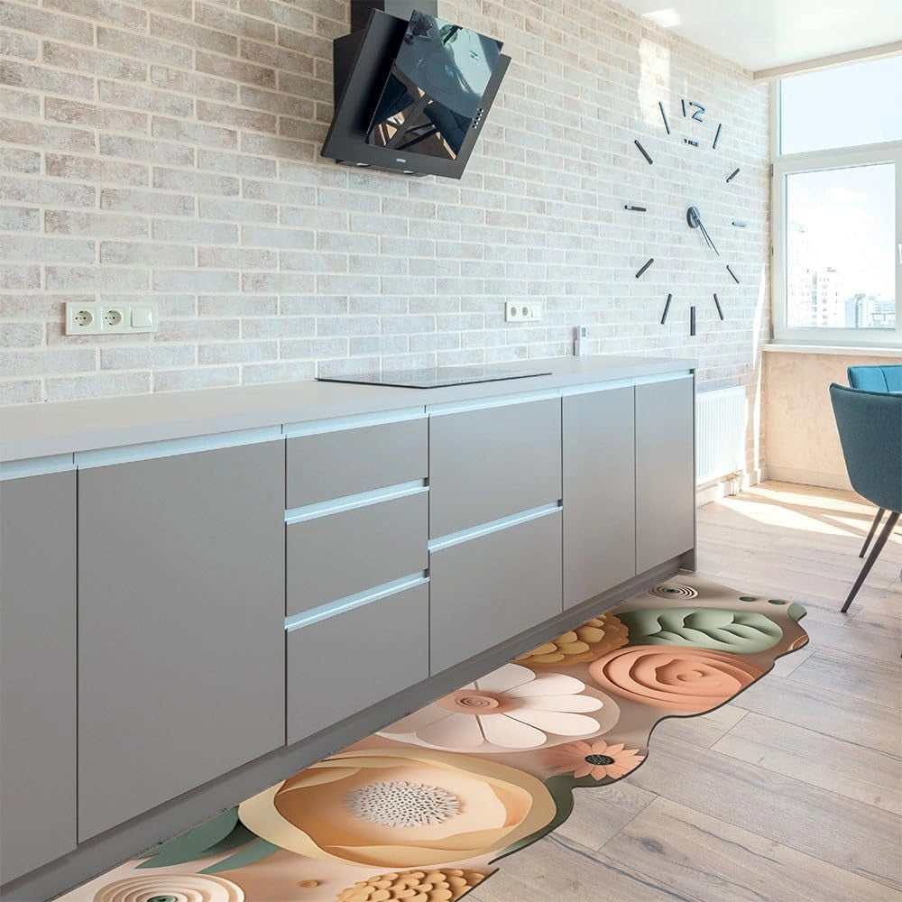 Le Forme Fiori Tappeto Cucina 50x90 cm Sagomato Gomma Moderna Antiscivolo Stampa Digitale