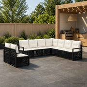 Set Divano da Giardino 9 pz Nero polyrattan 3435751