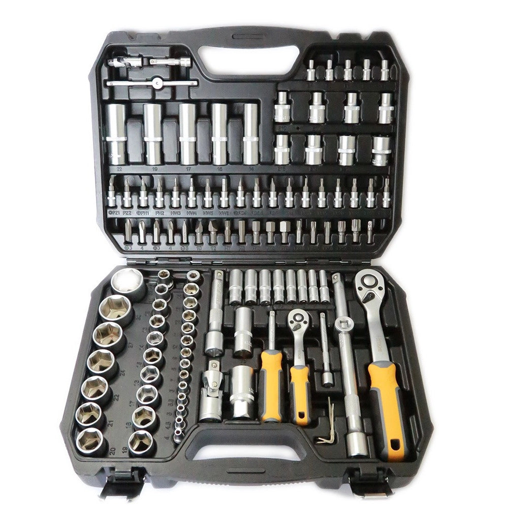 Trade Shop - Valigia Set Chiavi A Bussola 110 Pz 1/2" 1/4" Chiavi A Cricchetto Reversibili -
