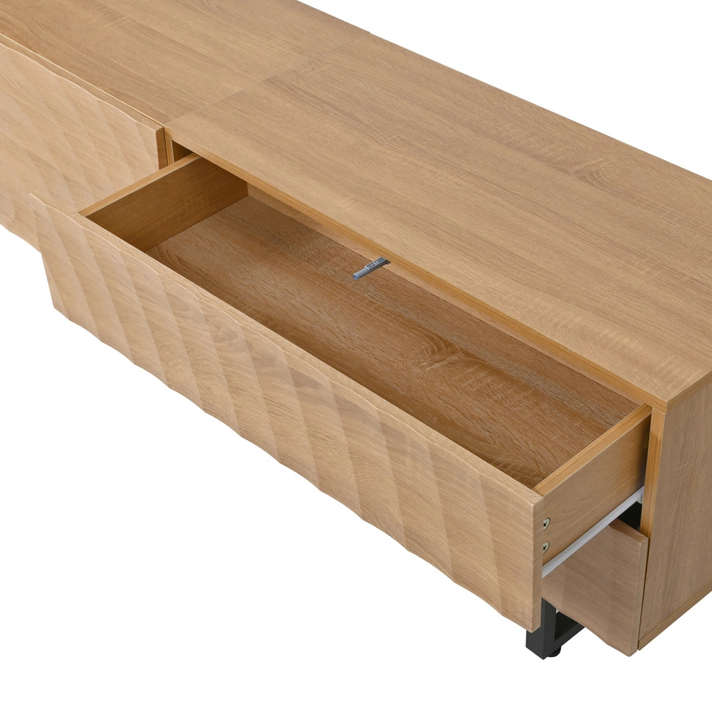 Mobile TV 180x38x51.5 cm con ante; 2 cassetti e passacavi in truciolato naturale
