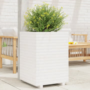 Fioriera da Giardino Bianca 50x50x72 cm Legno Massello di Pino
