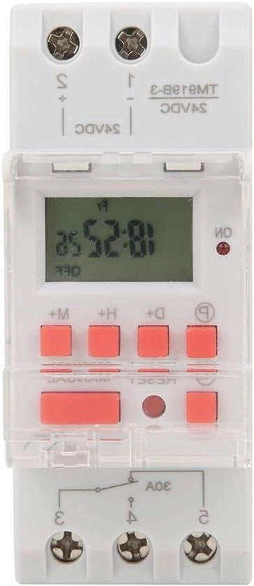 Relais programmabile DC 24V 30A Timer digitale settimanale LCD montaggio su rail DIN