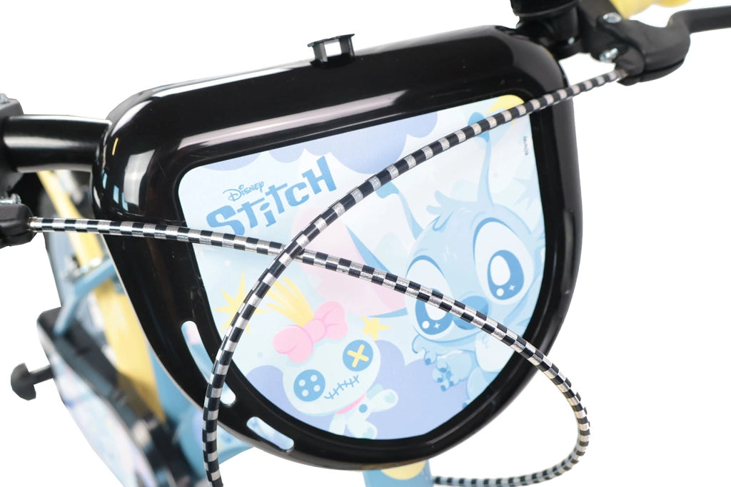 Bicicletta per Bambini 16" Disney Stitch Freni Caliper e Stabilizzatori in Acciaio Hi-Ten Azzurro