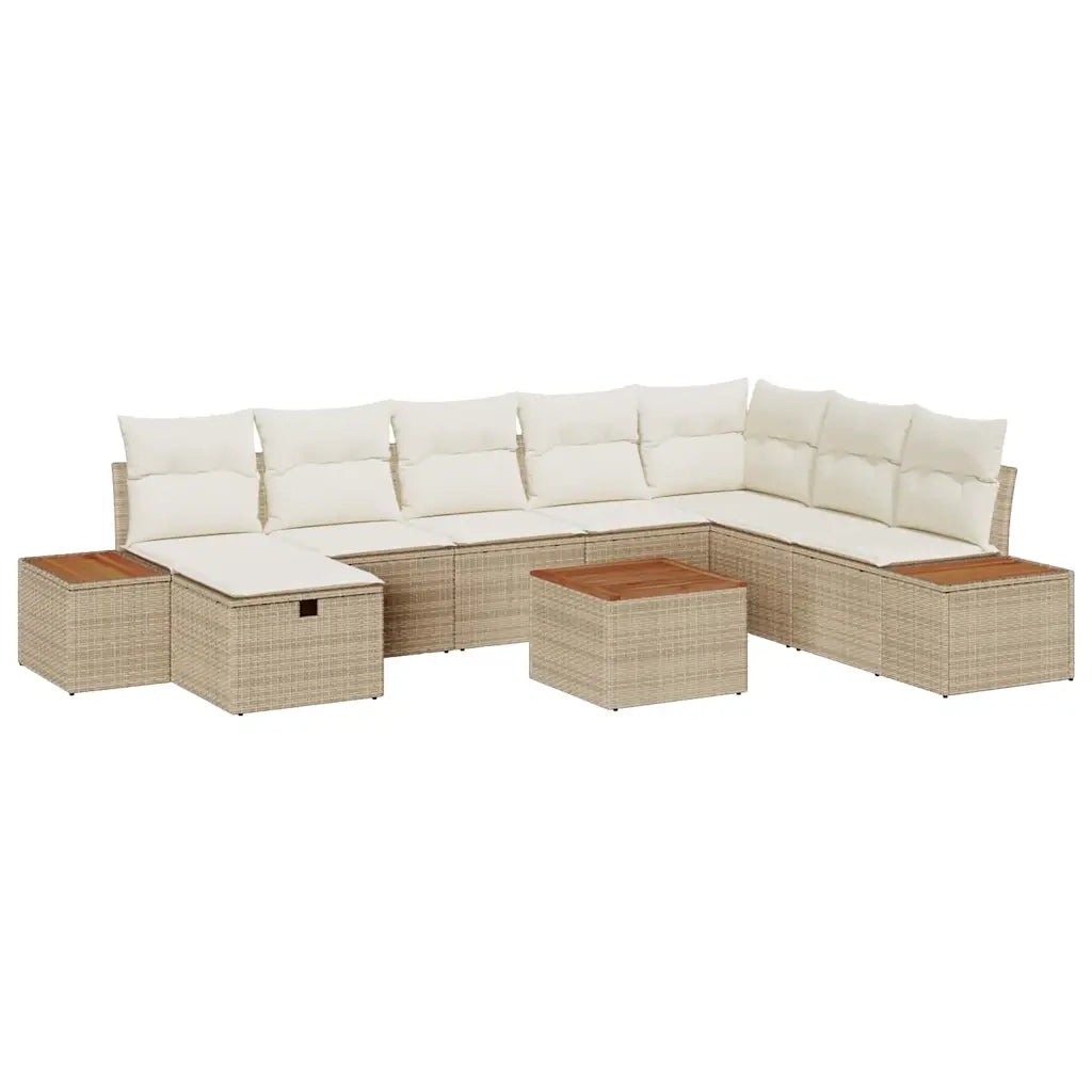 Set Divano da Giardino con cuscino 9 pcs Beige polyrattan 3359663