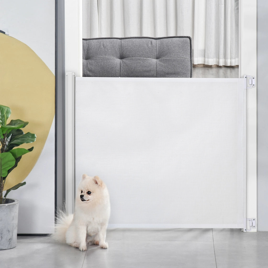 Barriera per Cani Pieghevole Regolabile ¨C Zephmum ¨C Bianco 5,5-115 cm