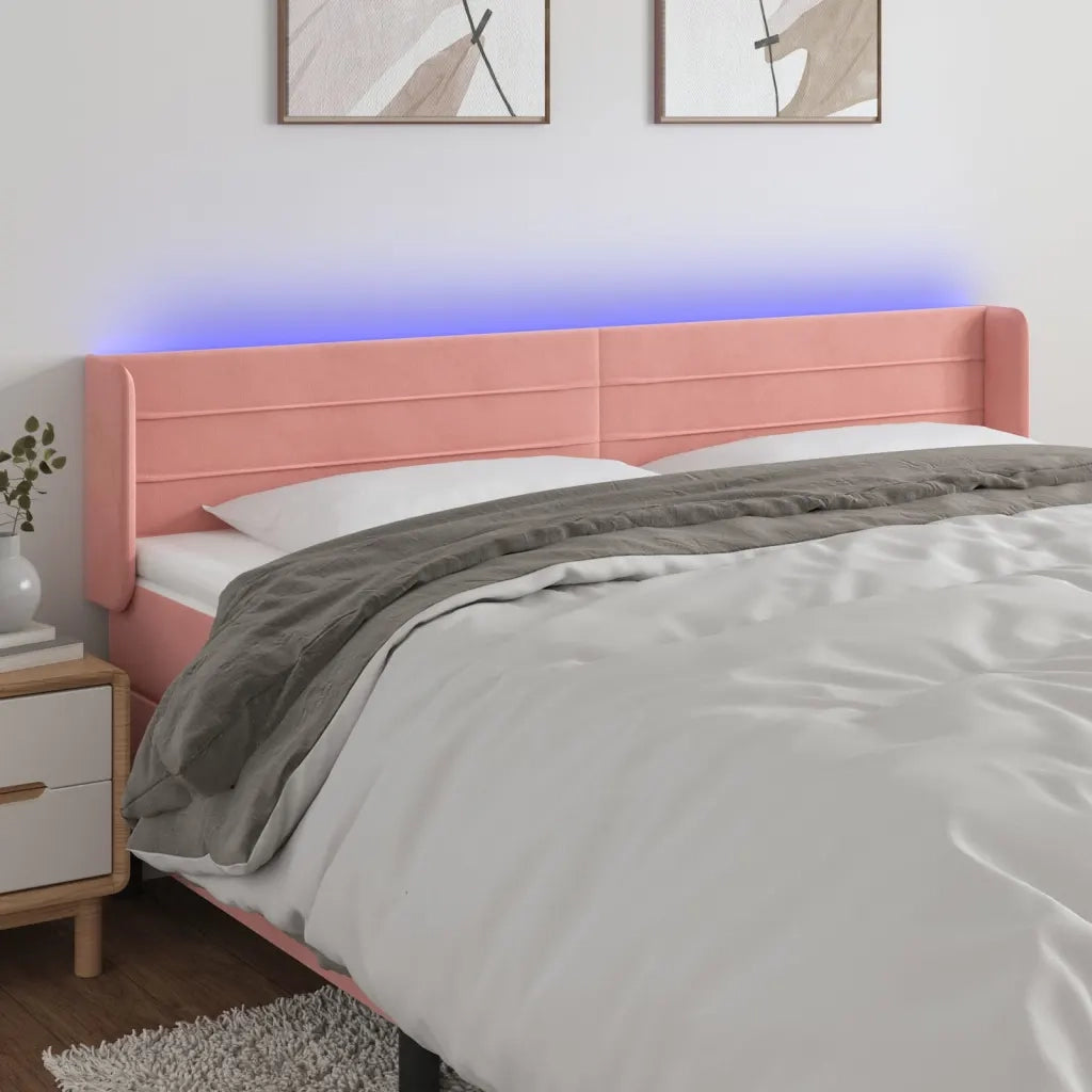 Testiera | Testata a LED Rosa 163x16x78/88 cm in Velluto