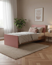 Letto easy con fascioni e pediera - Letto singolo 87 x 197 - Testiera e pediera rosa, fascioni virginia - Rete e materasso esclusi_