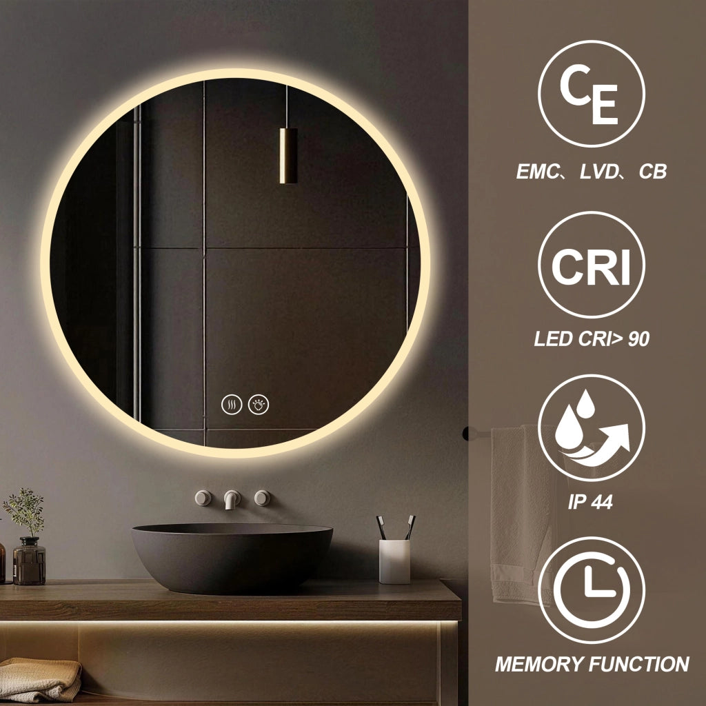 SPECCHIO LED ROTONDO DA BAGNO 80 cm SILVER, DA PARETE, DIMMERABILE