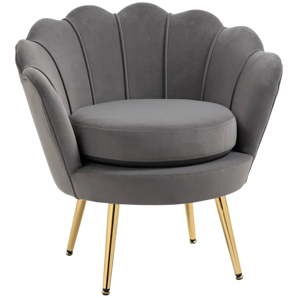 EasyComfort Poltrona a Conchiglia, Poltroncina Vintage, Poltroncina da Camera e Salotto, Design Elegante, con Schienale Alto, 76x67x74cm, Grigio
