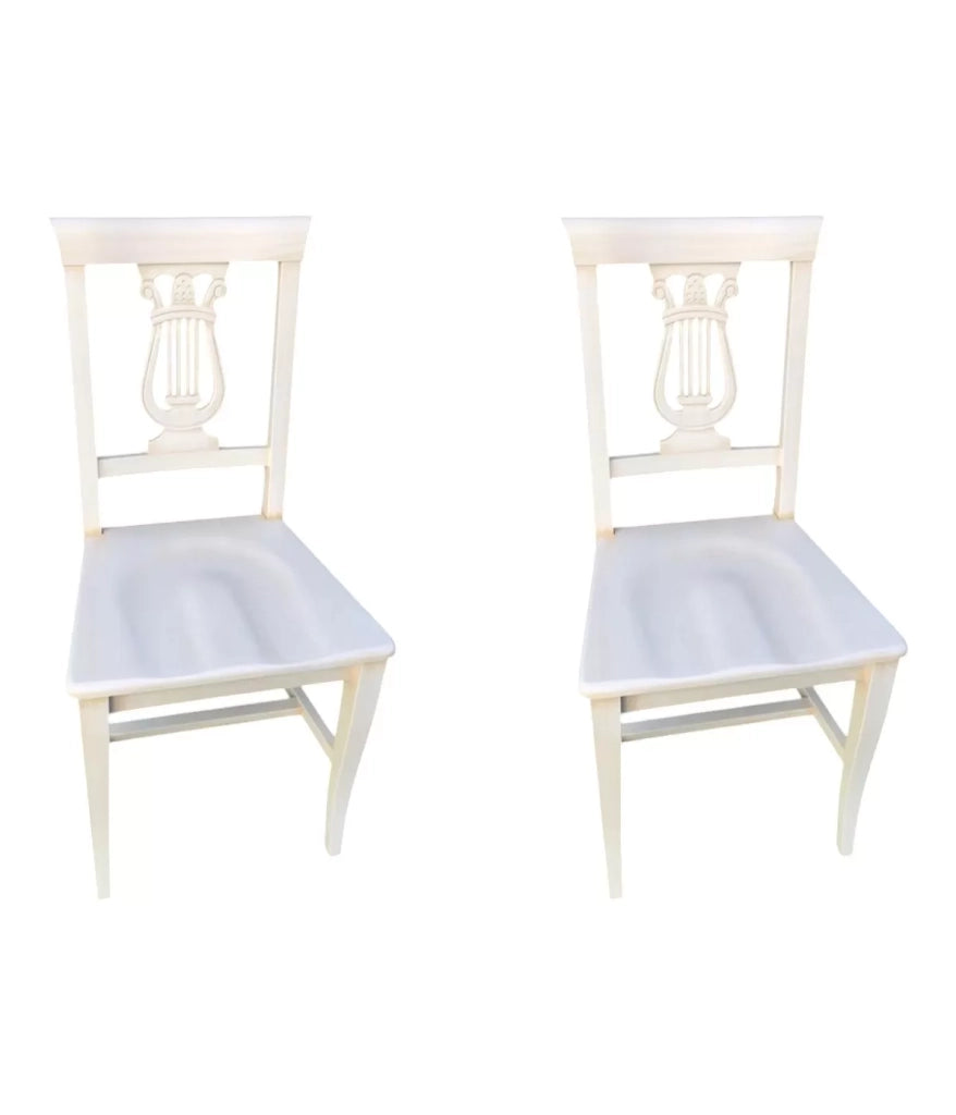 Set 2 sedie a lira legno shabby bianco invecchiato con seduta legno - Mobili 2G