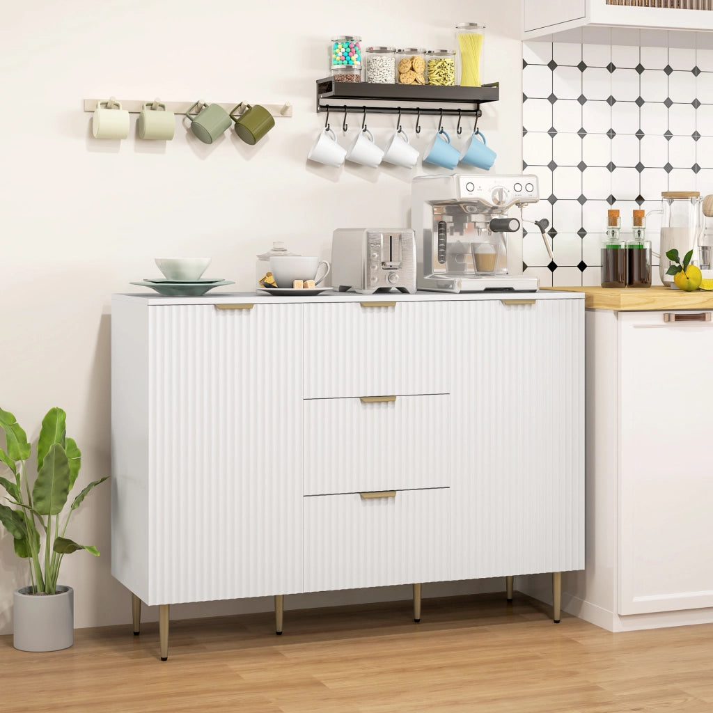 Credenza con 3 cassetti e 2 ante ¨C Xylo ¨C Legno e metallo bianco