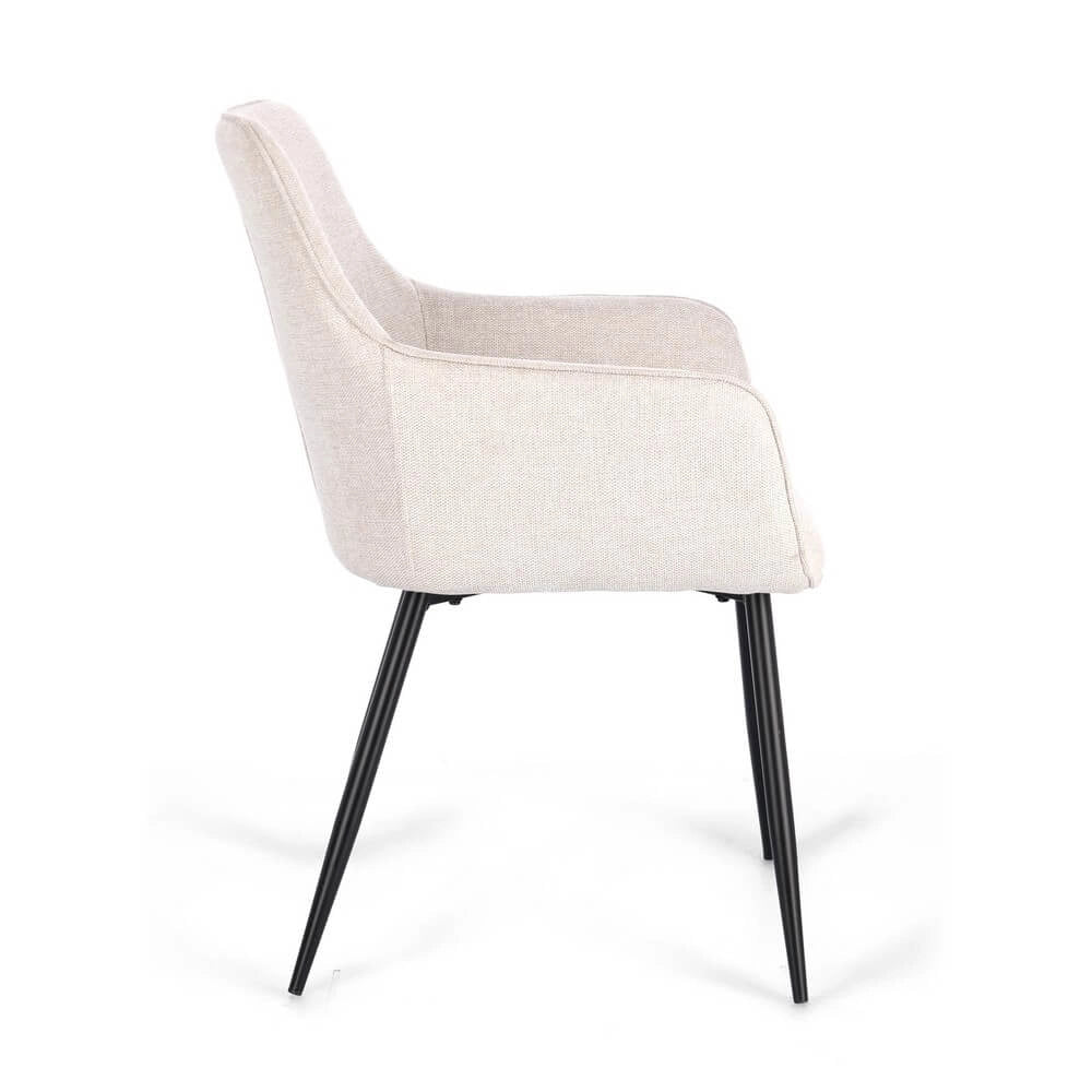 Set di 2 Sedie con Braccioli Imbottite in Tessuto Gambe in Acciaio - KYLE