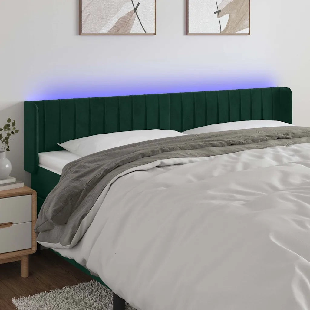 Testiera a LED Verde Scuro 203x16x78/88 cm in Velluto 3123543