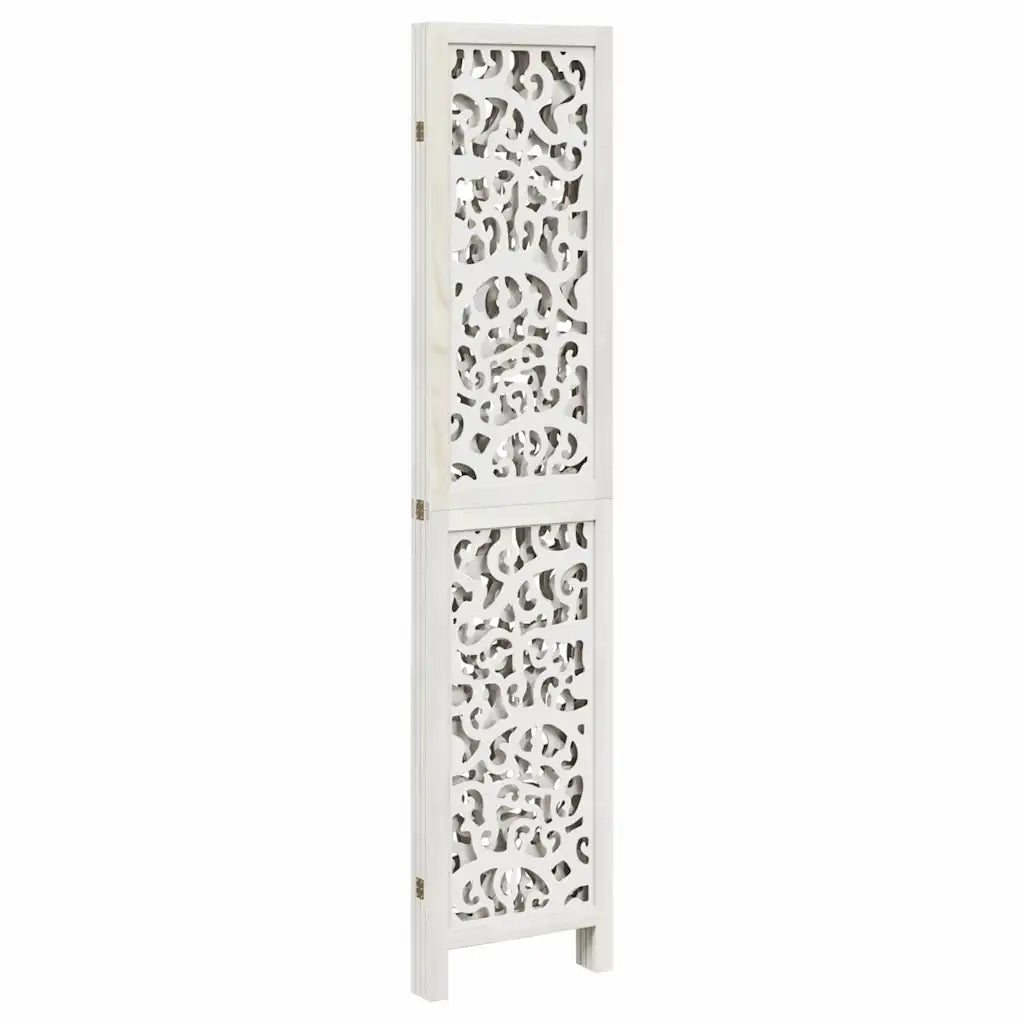 Divisorio Ambienti 4Pannelli Bianco Legno Massello di Paulownia 358738
