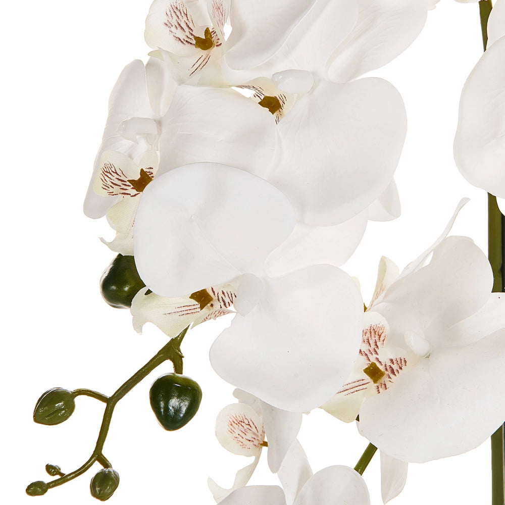 Pianta artificiale in vaso Materiale sintetico bianco e verde 63 cm Pianta orchidea Accessorio decorativo per interni