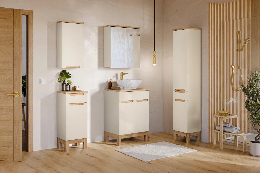 Set mobili bagno 60 cm con piano e Szafką wysoką Bali Cashmere 60 x 1401 x 46 cm