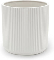 Vaso Ceramico a Correggiatura Circolare - 20.3 cm - Bianco