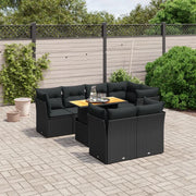 Set Divani da Giardino con Cuscini 8 pz Nero in Polyrattan 3270705