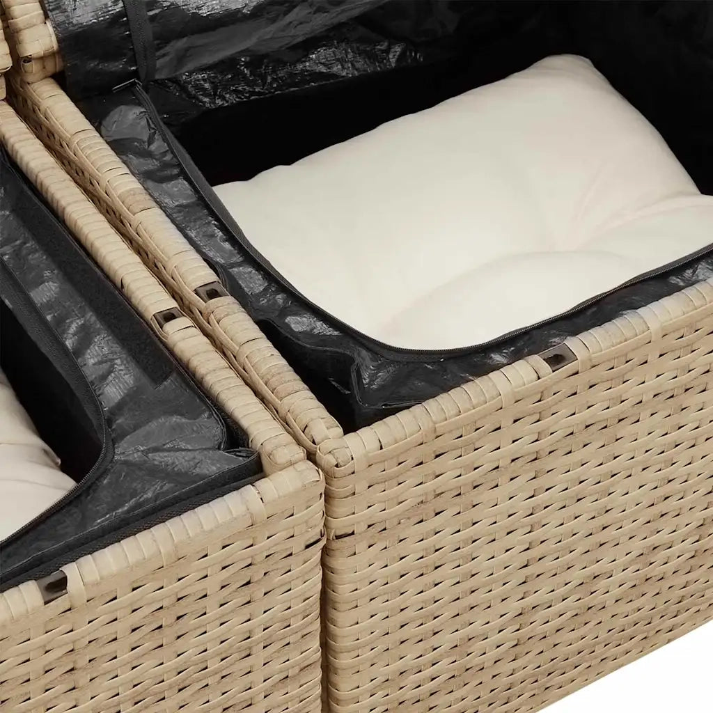 Set Divano da Giardino con cuscino 4 pcs Beige Poly Rattan 3360482