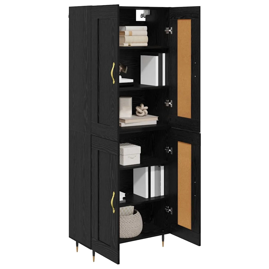 Credenza-Buffet-Armadio da cucina Rovere Nero 69,5 x 34 x 180 cm Legno multistrato 409981