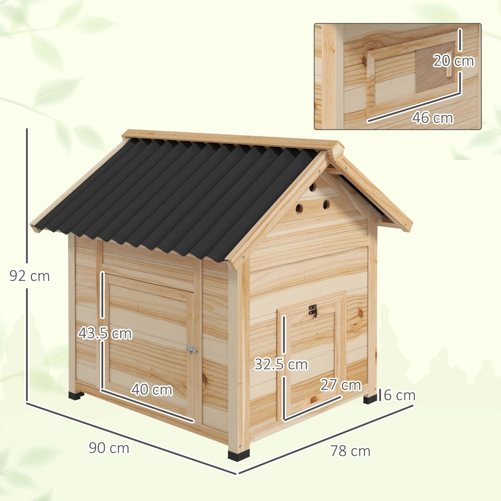 Casetta per Anatre da Esterno 78x90x92 cm con Rampa Fondo Rimovibile e Fori di Ventilazione in Legno