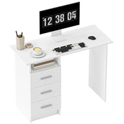 Scrivania per Computer ¨C Xylo ¨C Bianco con 3 Cassetti e Ripiano, 100x40x75 cm