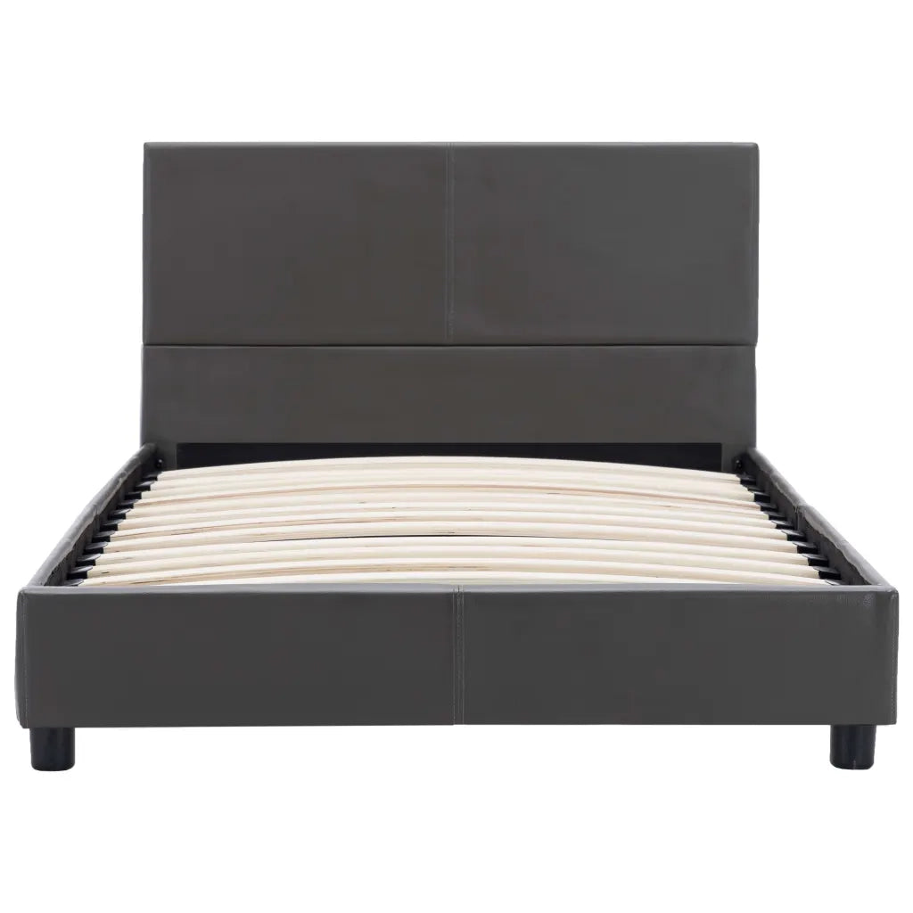 Letto singolo | Letto per adulti | Giroletto Grigio in Similpelle 90x200 cm