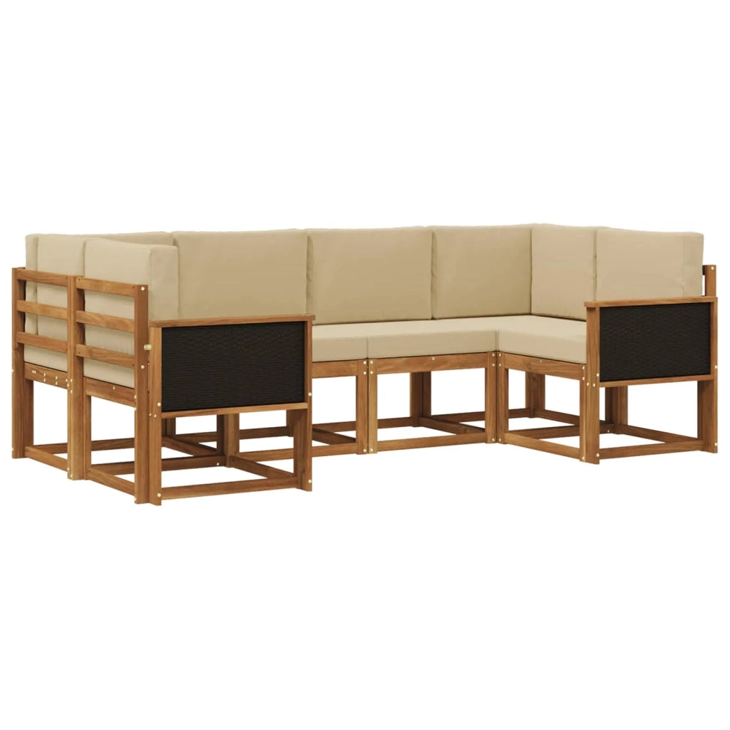 Set di divani da esterno con cuscino 6 pcs Naturale e Beige 3385484