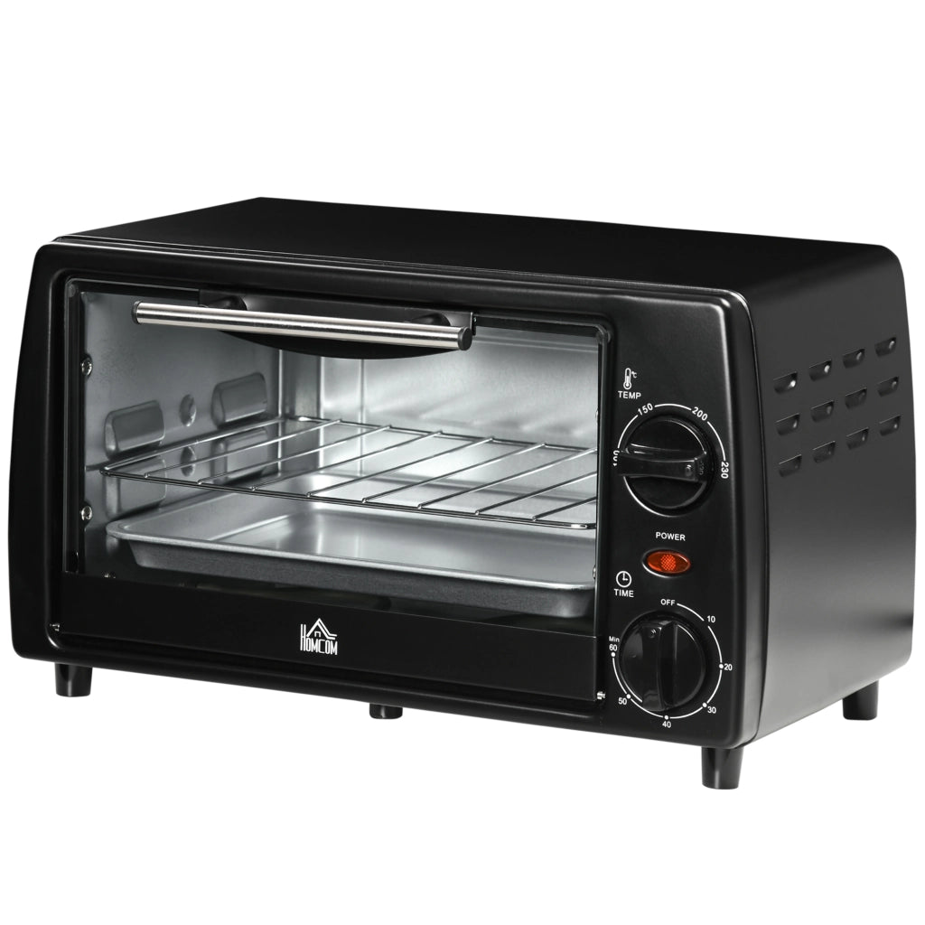 Fornetto Elettrico 10L da 750W con Temperatura Regolabile e Timer, 36.5x26x22 cm, Nero