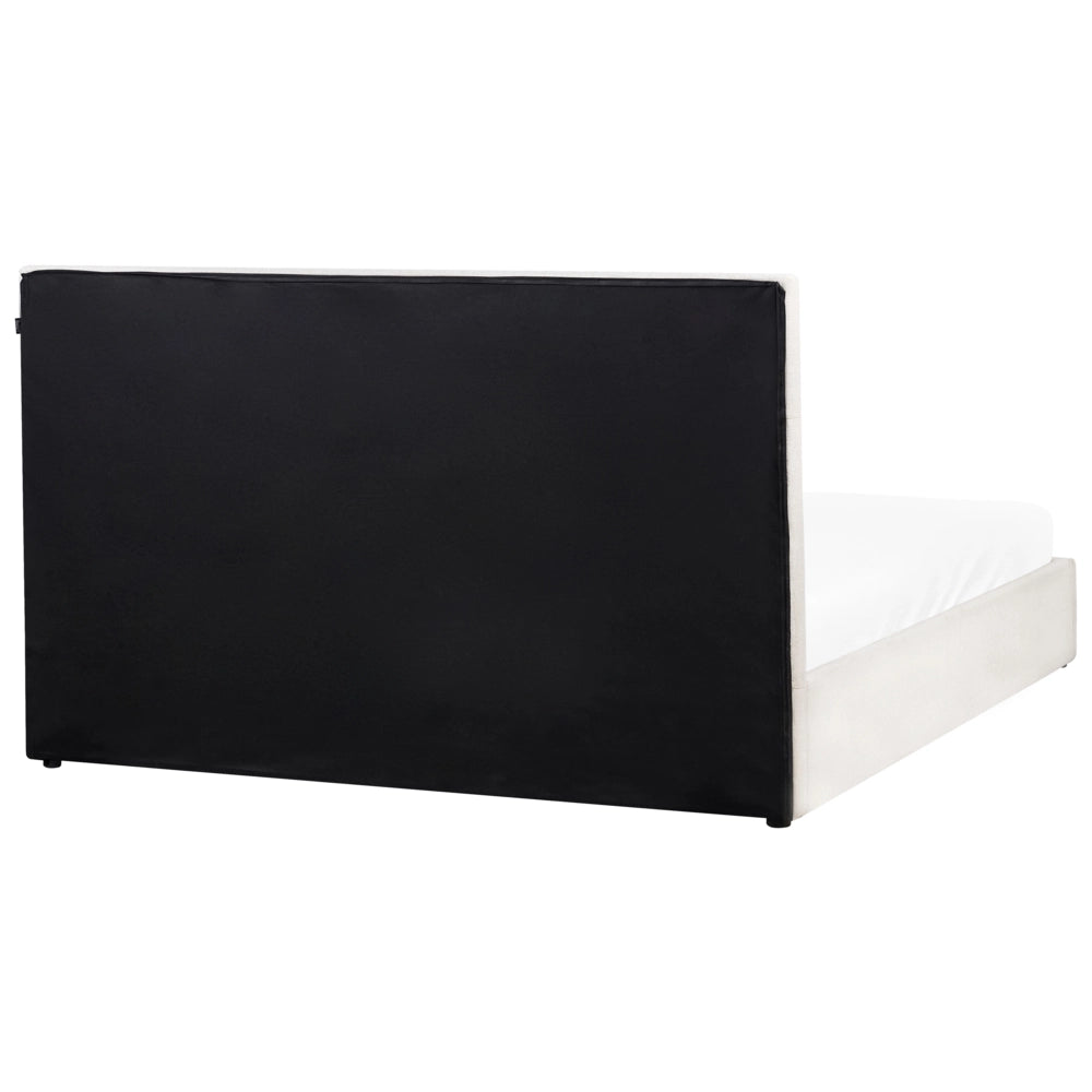 Letto ottomano Bianco Sporco Poliestere Rivestito 180 x 200 cm con Storage e Testata Mobili da Camera da Letto