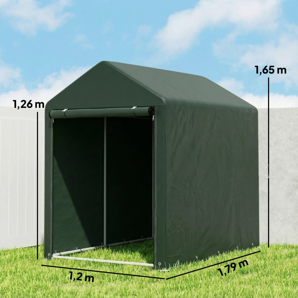 Capanna da giardino per biciclette con 2 camere ¨C zephmum ¨C Verde 120x180x165 cm