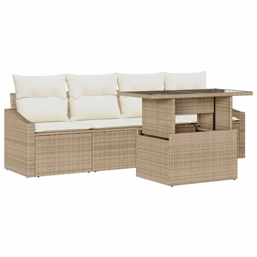 Set Divano da Giardino 5 pcs beige e panna polyrattan 3348907