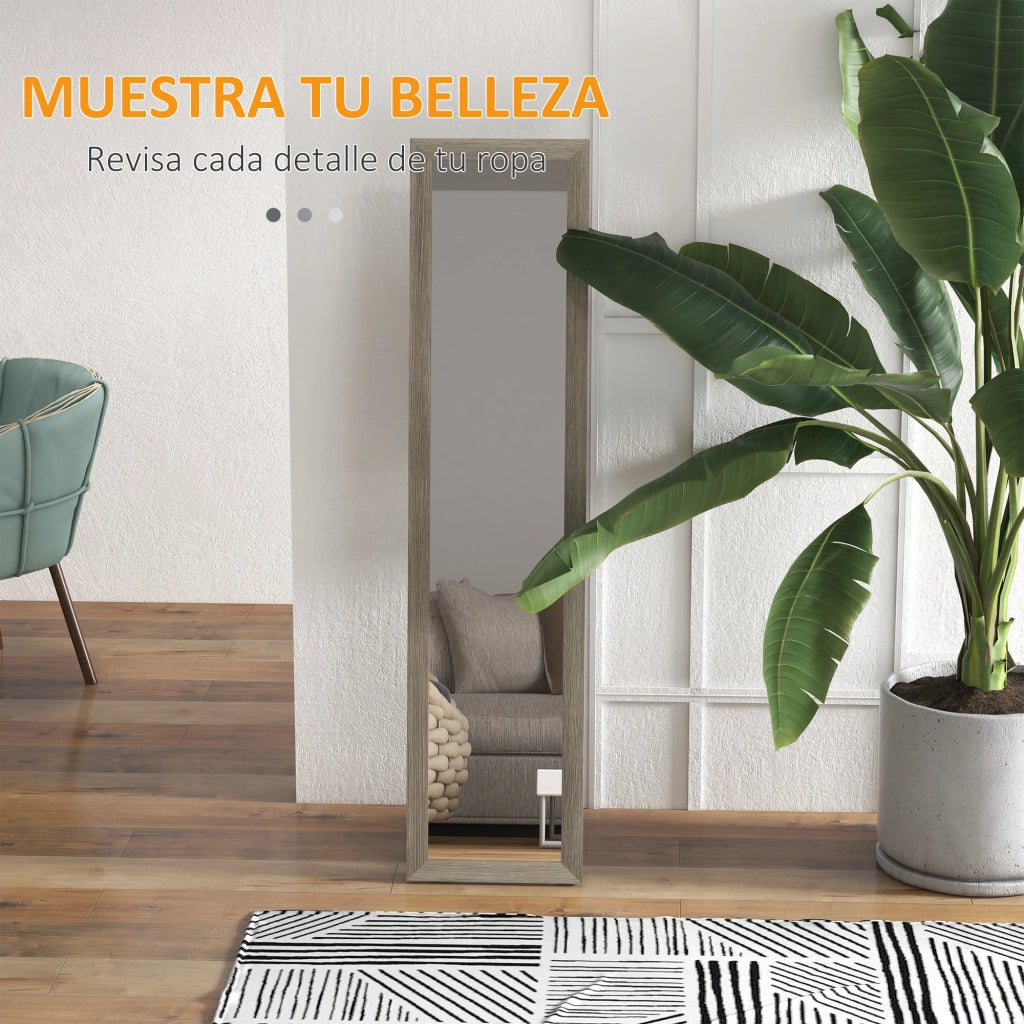 Specchio da Terra Rettangolare ¨C Xylo ¨C Cornice Legno Grigio 37x157 cm