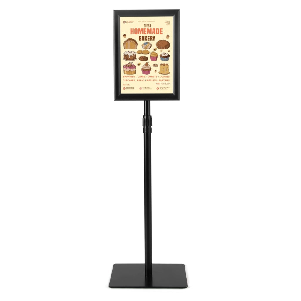 A4 supporti da piedistallo autoportante poster stand in metallo girevole, Supporti da piedistallo regolabile 73-123cm set da 2 Nero
