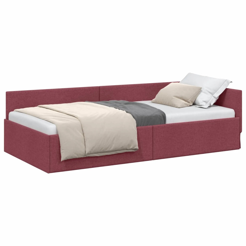 Cornice del letto ad angolo Rosso Vino 90 cm x 190 cm Tessuto 42016038