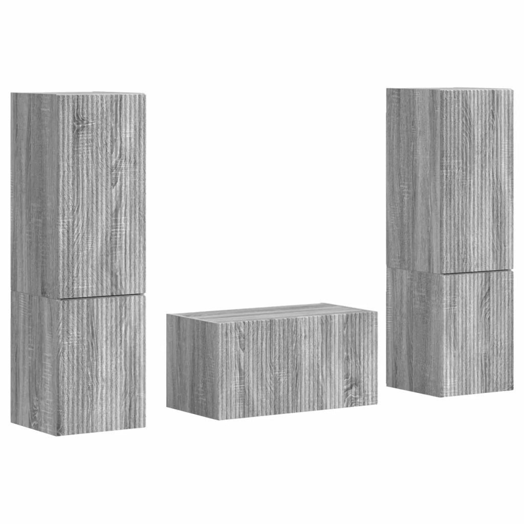 Set mobile TV 5 pz | Armadietto TV | Mobile Porta TV Grigio Sonoma Legno multistrato