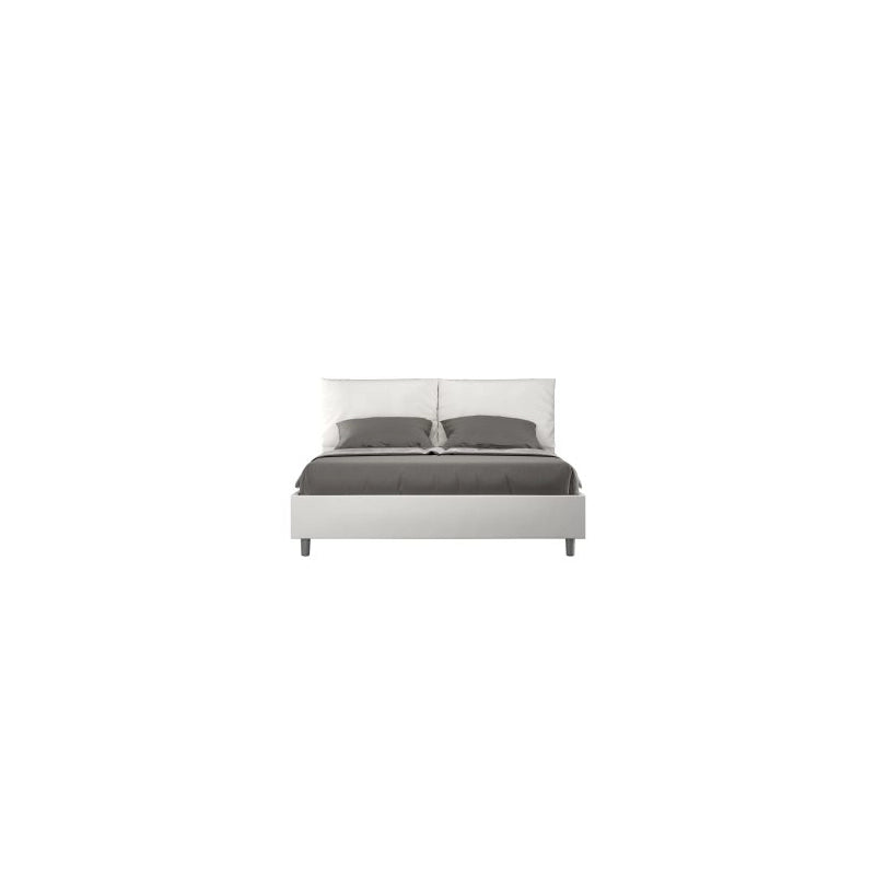 Letto imbottito Matrimoniale 160x190 cm tessuto Labirinto Antea - Bianco,Con rete