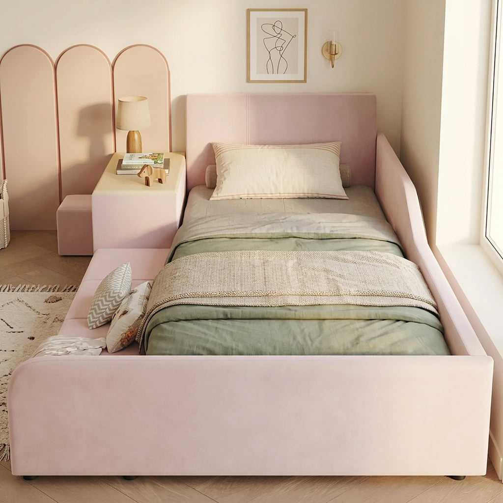 letto imbottito velluto rosa 90x200 cm