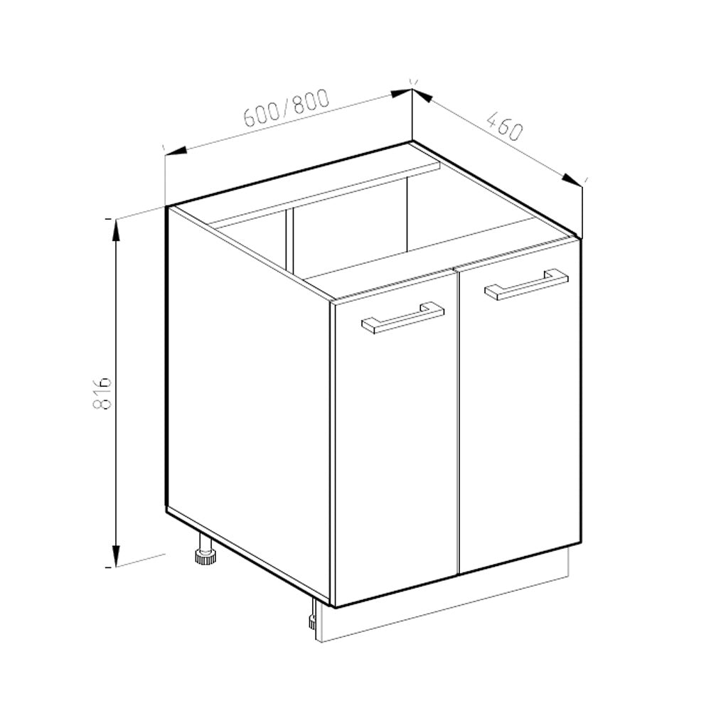 Vicco Mobiletto base cucina Bianco 60 cm PL Marmo