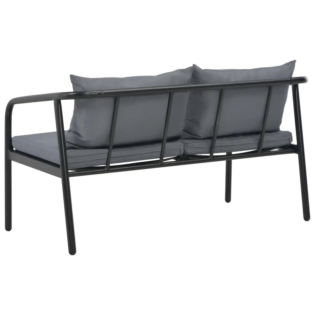 Divano da Giardino a 2 Posti con Cuscini Grigio in Alluminio 44699
