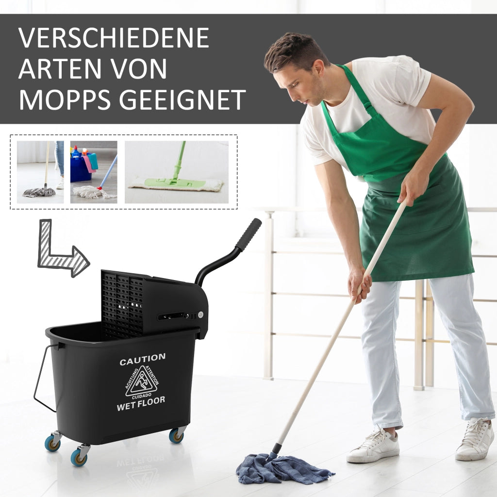 Secchio per mocio 20L con strizzatore e ruote ¨C Xylo ¨C plastica nero