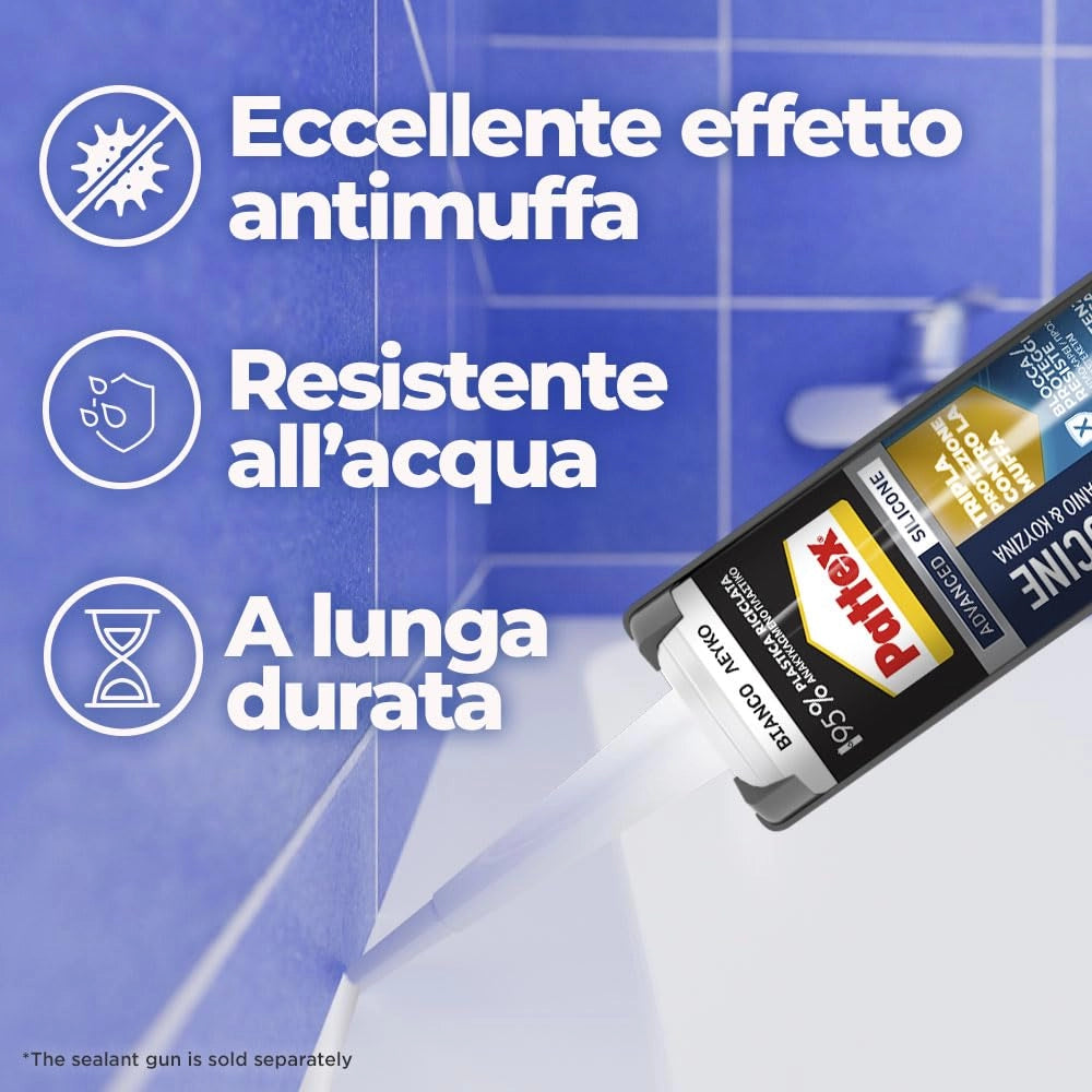 Silicone Bagno Sano Stop Muffa Pattex 300 ml Colore Bianco
