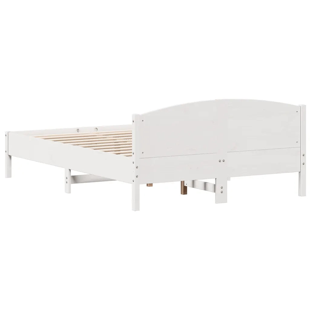 Letto matrimoniale | Letto per adulti | Giroletto senza Materasso Bianco 150x200 cm Legno Massello Pino