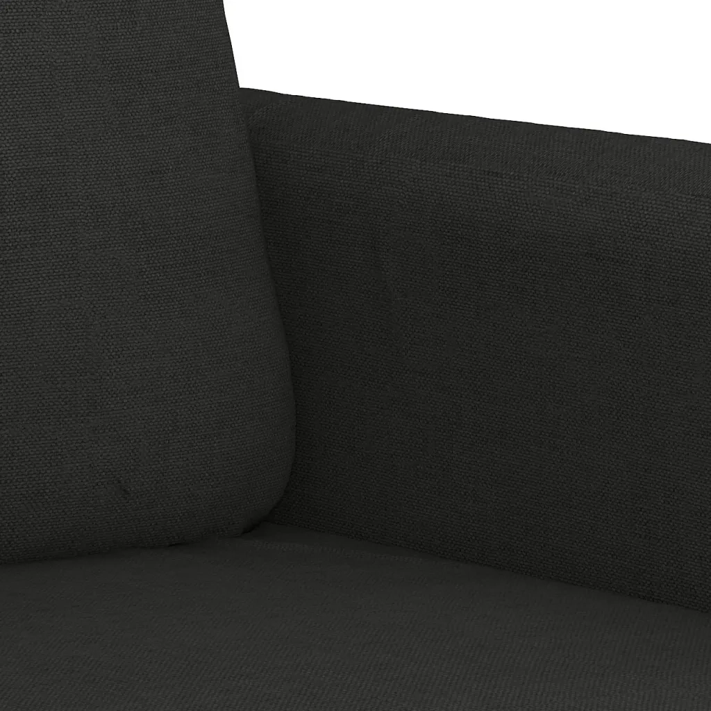 Set di Divani 4 pz con Cuscini Nero in Tessuto