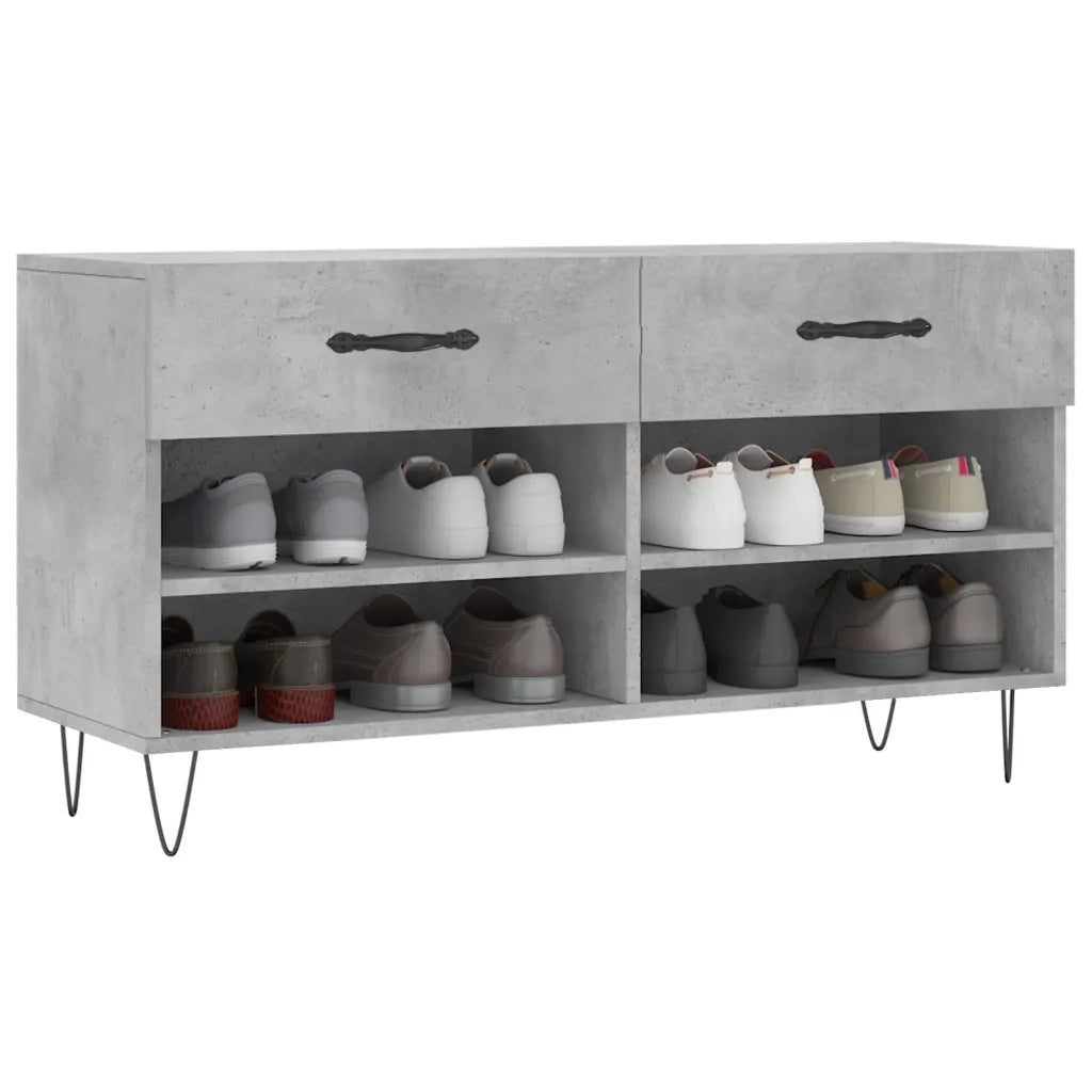 Panca Porta Scarpe-Sgabello-Panca Scarpiera Grigio Cemento 102x35x55cm Legno Multistrato 885601