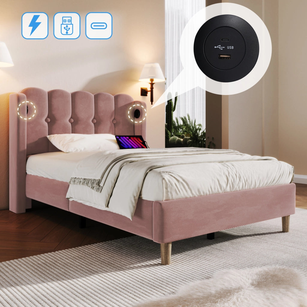 letto imbottito velluto rosa 90 x 200 cm