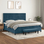 Giroletto a Molle con Materasso Blu Scuro 200x200 cm in Velluto 3137867